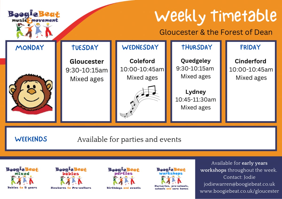 Gloucester music and movement timetable