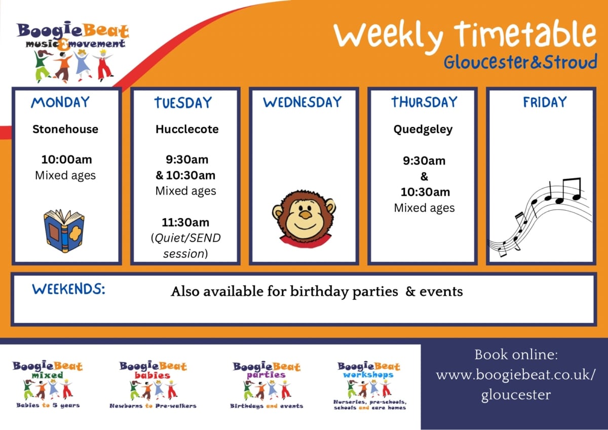 timetable for boogie beat gloucester activities