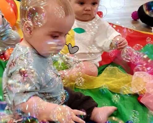children and bubbles