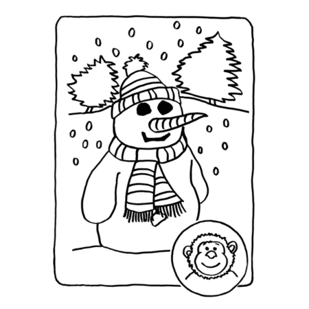 Snowman colouring page