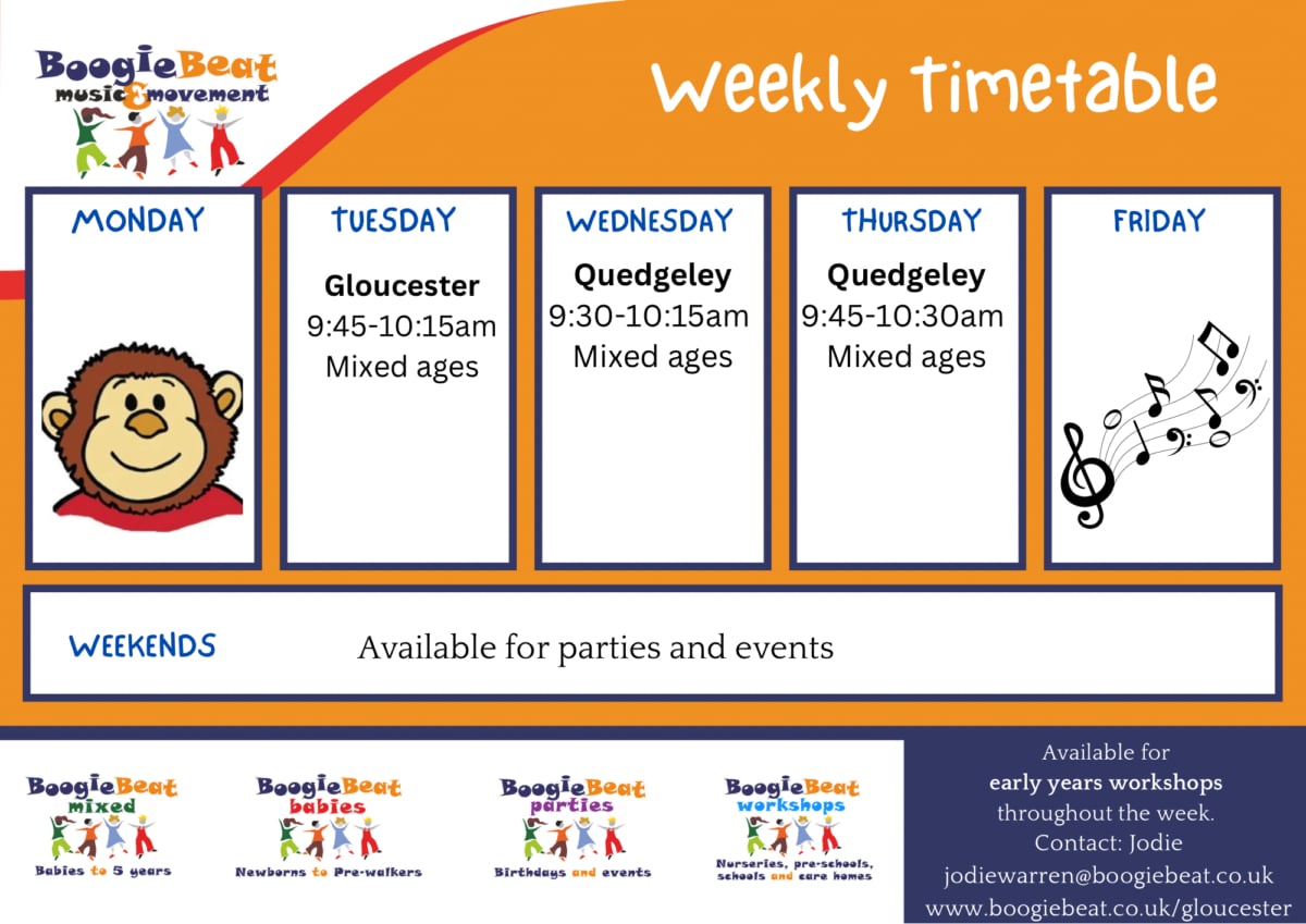 Boogie Beat Gloucester weekly timetable