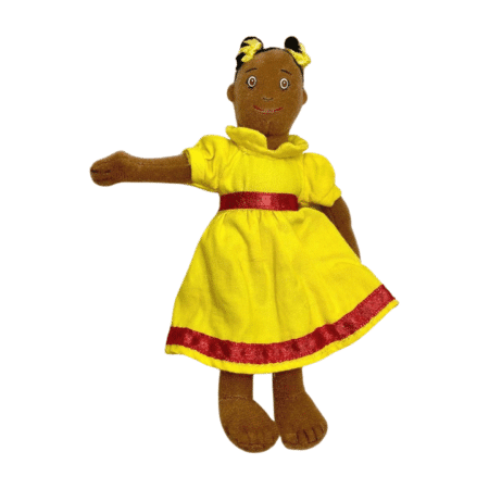 Girl puppet in a yellow dress