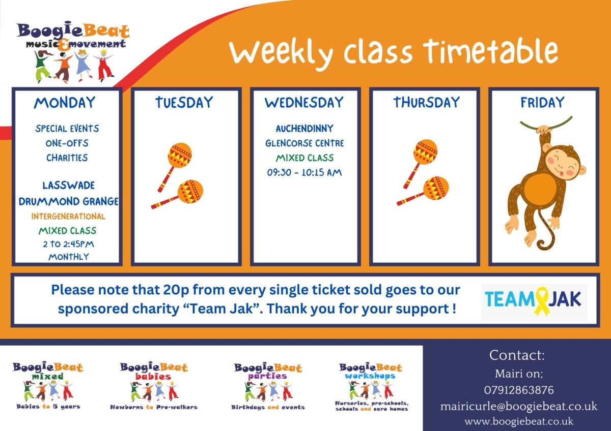 Edinburgh mid and east lothian class timetable for boogie beat