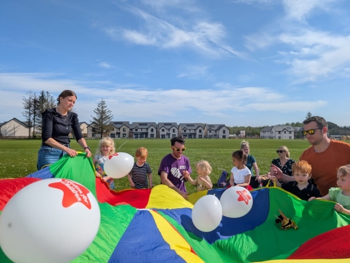 Ballons and parachute for our fundraiser event