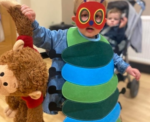 Boy dressed as a caterpillar for our fundraiser